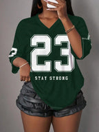 Stay Strong Retro Mesh Breathable Sports Jersey – Women's Athleisure & Activewear V-Neck Tee