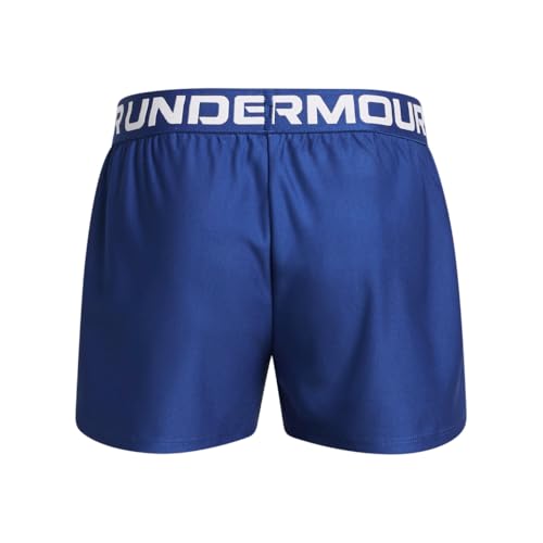 Under Armour Girls' Play Up Solid Shorts, (432) Tech Blue / / White, X-Small