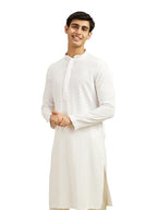 Diwas By Manyavar MenS Viscose Embroidery|Sequin Work Kurta (White,L)