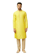 Manyavar MenS Yellow Embroidered Sequinned Kurta Pyjama Set (Yellow,Xxl)