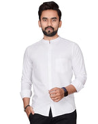 Besix MenS Regular Fit Solid Cotton Shirt | Chinese Collar | Casual | Plain | Branded | Mandarin Collar | Full Sleeve | Summer 