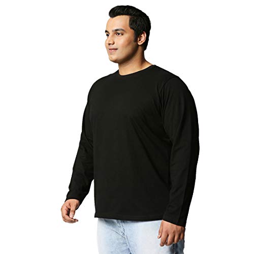Bewakoof MenS Solid 100% Cotton Plus Size T-Shirt - Regular Fit, Round Neck, Full Sleeves