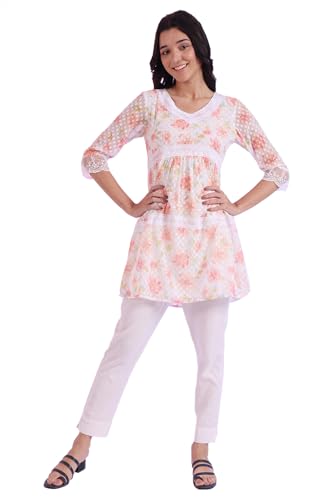 Aurelia Women'S White Printed Straight Kurti (Size: M)-A30518-509234
