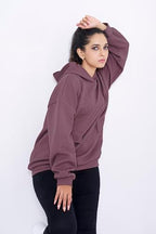 Greciilooks Women Cotton Hooded Neck Solid Regular Fit Hoodie Long Tops Oversized Shirt Pink
