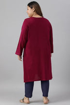 Aurelia Women Baton Rouge Acrylic Solid Yarn Dyed Straight Kurta