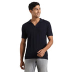 Nobero MenS Cotton Self Design Regular Fit Polo Shirt (1M-Twpo-R0013_Navy Blue, Medium