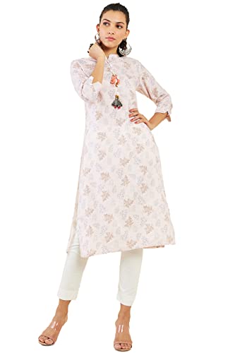 Soch Women Pink Linen Printed Kurta(8907715914887_Pink_M)