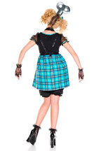 Music Legs 70830-XL 5 Piece Checker with Mesh Rag Doll Dress with Bloomer Shorts&#44; Wind-Up Headpiece&#44; Hair Clips & Choker