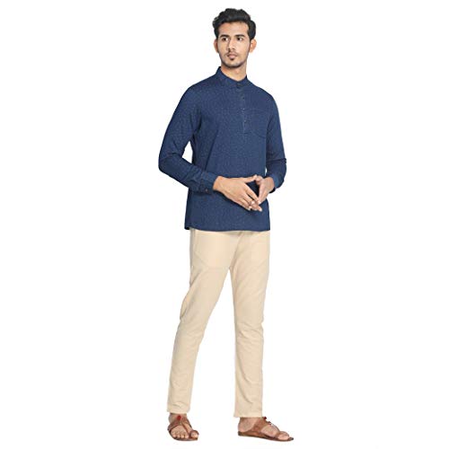 Manyavar MenS Denim Regular Kurta (Mls0040_Dark Blue_Xl)