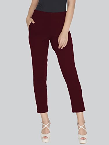 Lyra Cotton Strech Pencil Pant For Women | Mid-Waist | Fashionwear Maroon