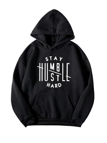 TAGDO Mens Printed Hooded Neck Hoodie (RF-Humble-HDY-2014-Black-XL)