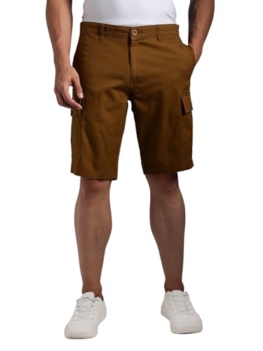 Thomas Scott Mens | Solid | Mid Rise | Light Weight | 4 Pockets | Lenin Blend | Casual | Chino | Shorts for Men (TSS123_Brown_3