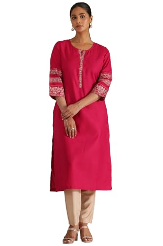 Soch Women'S Viscose Blend Regular Kurta (Ews5Ku61352_Fuchsia