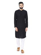 Manyavar Elegant Kurta And Pyjama Set For Men - (Black, X-Large)