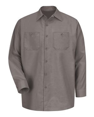 Red Kap Mens Industrial Work Shirt, Regular Fit, Long Sleeve, grey, 5X-Large