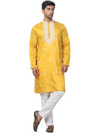 Jompers Mens Collar Embroidered & Sequin Kurta Pyjama Set