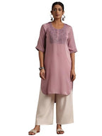 Libas WomenS Polyester Yoke Design Straight Kurta (29204 Lavender