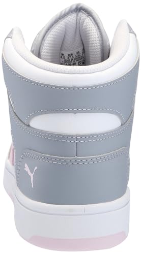 PUMA Rebound Layup Mid Sneaker, White-Gray Fog-Whisp of Pink, 5 US Unisex Big Kid