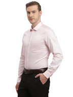 Turtle Men Giza Cotton Slim Fit Light Pink Solid Full Sleeve Formal Shirt