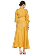 W For Woman Dark Yellow Polka Dot Glitter Maxi Dress With Embroidery