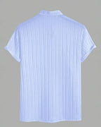 Greciilooks Poly Cotton Solid For Casual Stylish Textured Regular Fit | Men Ribbed Half Sleeve Shirt