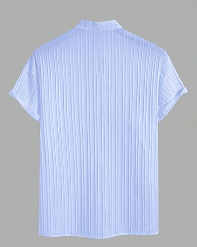 Greciilooks Poly Cotton Solid For Casual Stylish Textured Regular Fit | Men Ribbed Half Sleeve Shirt