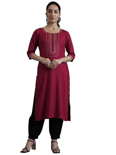 Libas WomenS Viscose Rayon Regular Kurta (26823_Maroon