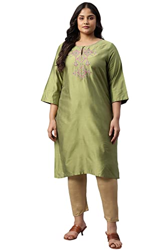 W For Woman Women'S Viscose Regular Kurta (22Auw17963G-218149_Olive Green_4Xl)