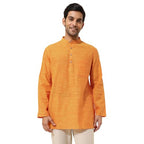 Fabindia MenS Cotton Woven Regular Short Kurta (1038367Mustard_Mustard