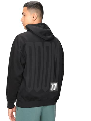 Bewakoof Heavy Duty 1.0 Official Marvel Merchandise Doom MenS Typography Oversized Fit Full Sleeve Fleece Hoodies_648719_Black_X