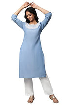 Blue Embroidered Cotton Kurta Set