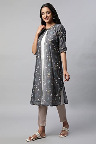 Aurelia Women'S Viscose Regular Fit Floral Print Kurta With Shrug