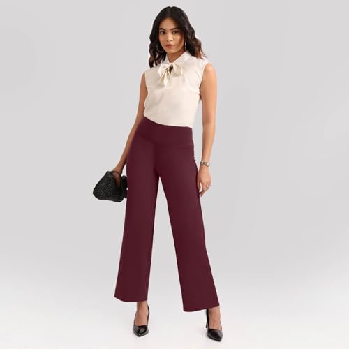 BlissClub Ultimate Wide Lite for Women Above 55 ft Tall | High Waist Trousers and Formal Pants for Office wear | Comfortable fi