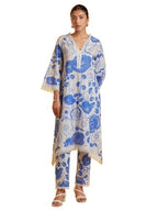 LookMark Womens Printed Cotton Blend Straight Kurta Pant Set with Lace - Comfortable Ethnic Wear for Women, Elegant Design, Sui