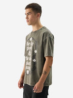 The Souled Store Official Dungeons & Dragons: Dice Give & Take Short Sleeve Round Neck Grey Graphic Printed Cotton Oversized T-S