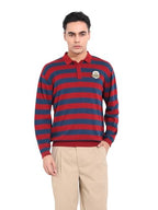 The Indian Garage Co Mens Oversized Fit Striped Long Sleeves Neck Flat Knit Sweater
