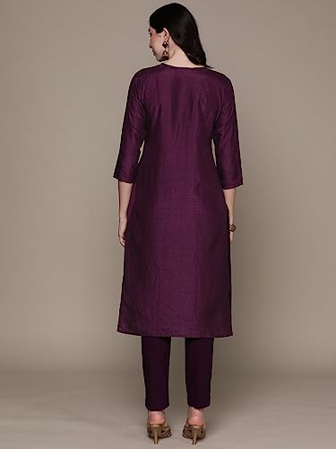 Anubhutee Women'S Silk Embellished Black A-Line Kurta