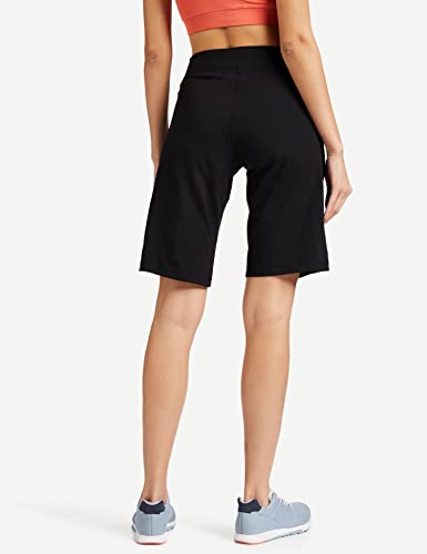 Enamor Essentials Womens Mid Rise Slim Fit Breathable Stretch Cotton Knee Length City Shorts with Invisible Zipper Pockets- E044