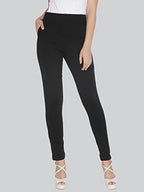Lyra Cotton Strech Pencil Pant For Women | Mid-Waist | Fashionwear Black