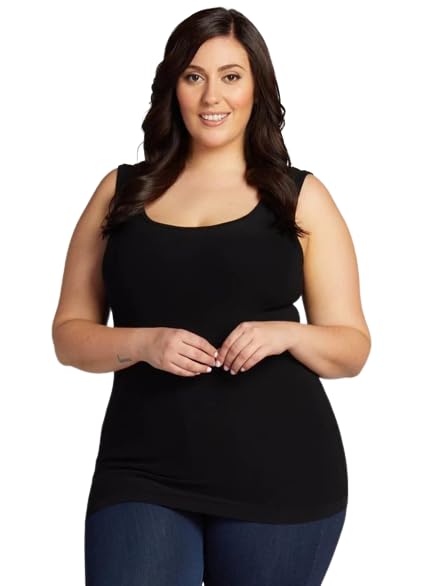 SHAPERX Inners Stay New Tank Top for Women Plus Size Pack of 1 (4XL, Black) 4