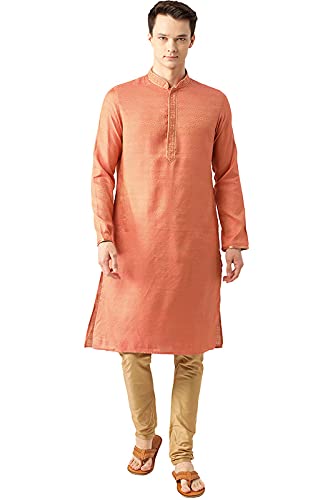 Manyavar Selfdesign Printed Sytlish Kurta And Churidar Set For Men - (Gajari, X-Large)