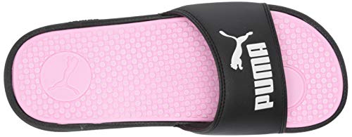 PUMA Women's COOL CAT Slide Sandals, Puma Black-Puma White-Pale Pink, 10