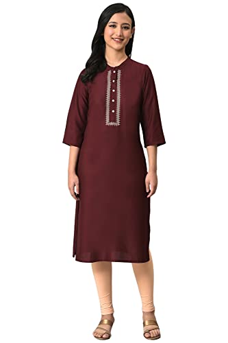 Aurelia Women'S Rayon Regular Kurta (22Sta11560-602011_Maroon