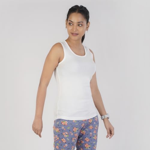 Rupa Colors Playsure Solid 100% Combed Cotton Rib Fabric, Womens Tank Top, Sleeveless Pack of 1