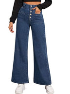 GRECIILOOKS Regular Fit Pant Baggy High Waist | Bell Bottom Jeans for Women (GL-DJ-19_Blue 01_32)
