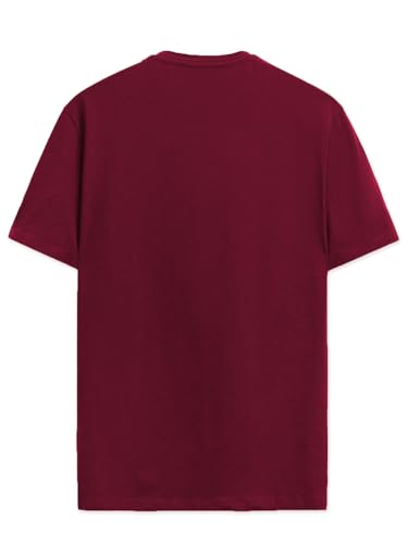 ADRO Mens Graphic Printed 100% Cotton T-Shirt - Regular Fit, Printed T-Shirts for Men (RN24-RAC-MR_Maroon_S)