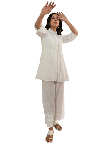 Libas WomenS Cotton A-Line Kurtis (37087_White