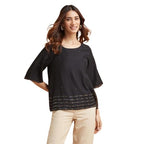 Fabindia WomenS Embellished Regular Fit Top (1038714Black_Black
