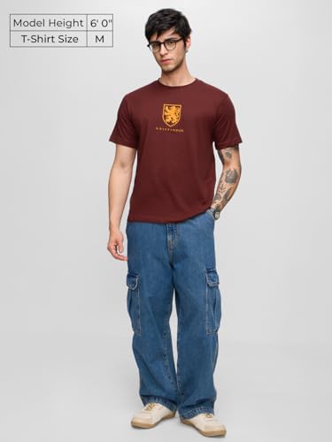 The Souled Store Harry Potter: Gryffindor Men And Boys Round Neck Maroon Graphic Printed Regular Fit Cotton T-Shirts