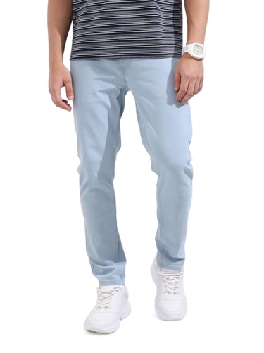 The Indian Garage Co Mens Slim Fit Solid Mid-Rise Jeans